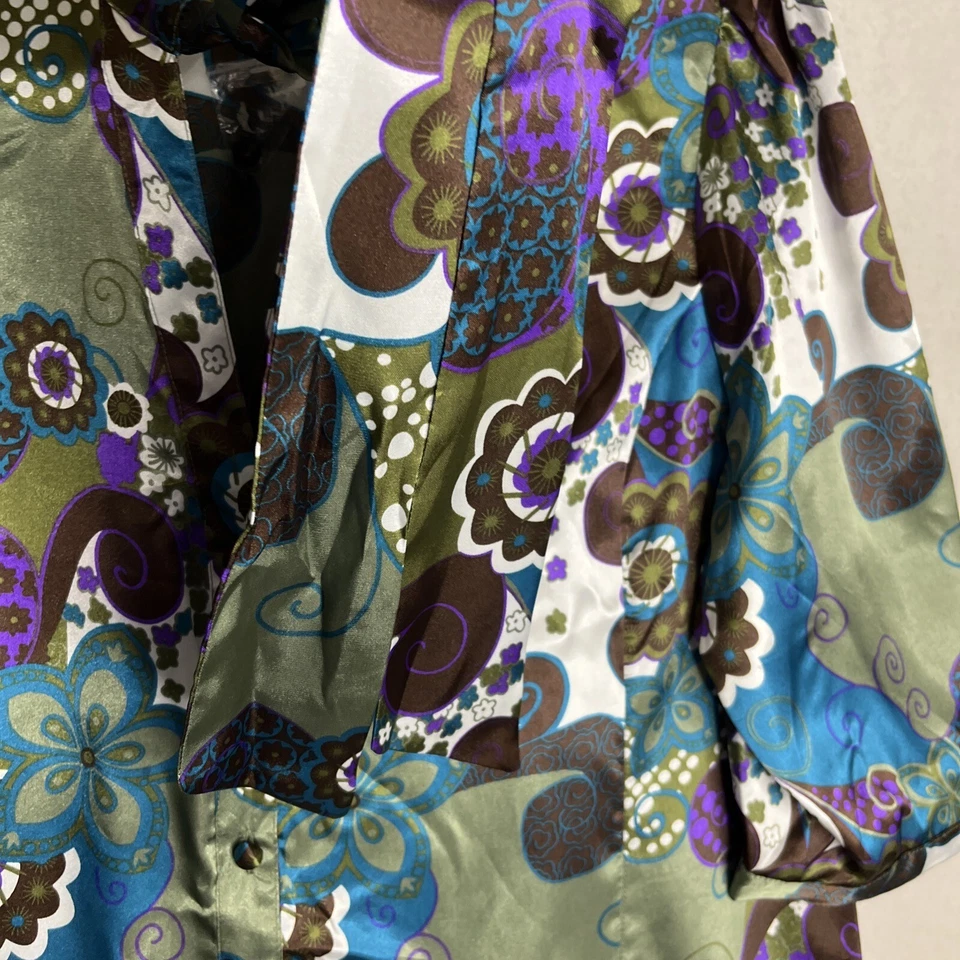 Blusa LA REDOUTE Cintura Cachemira Cuello Sedoso Lazo Verde Marrón Talla Grande 22W Foto 3 de 4