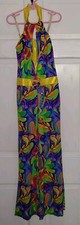 MOD DISCO green Purple Yellow Stretch Bell Bottom Dance Costume. Youth M L