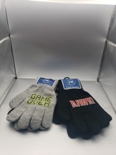 Winter Essentials 2 Pack X2 Gloves in Gray/ Black One Size Fit. All NEW. Kids