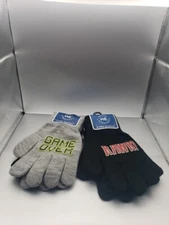 Winter Essentials 2 Pack X2 Gloves in Gray/ Black One Size Fit. All NEW.  Kids 