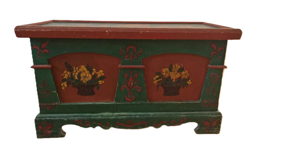 Bauerntruhe Holztruhe Truhe Kiste Bauernmöbel Landhausstil, massiv, handbemalt! - Bild 2 von 4