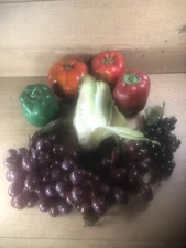 Vintage Fruits and Vegetables Plastic Lot of 7 Life Size Life Like