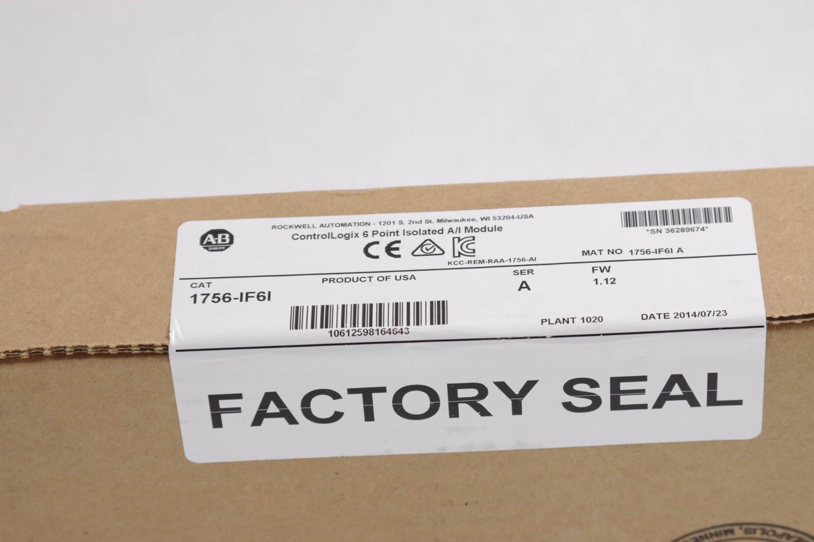 AllenBradley 1756IF6I SER A ControlLogix 6Point Isolated A/I Module