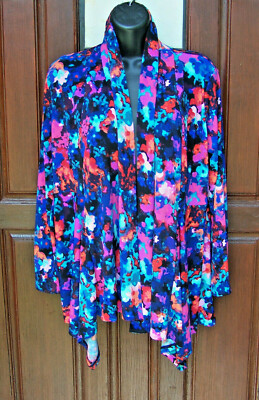 KASPER ASL CARDIGAN FLORAL OPEN FRONT JACKET JERSEY SZ S NWOT