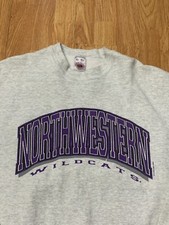 Vintage Northwestern Wildcats Crewnech Sweatshirt Mens 2XL Gray 90s Made USA