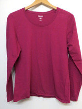 Hanes Shirt Womens Large Colorful Tee Long Sleeve 100 Cotton Stretch Top