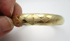 14K Yellow Gold Brushed & Polished Geometric Design Bangle Bracelet [B36] — photo 3