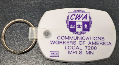 Vintage CWA Communication Workers of America Local 7200 MN Keychain Key Fob Ring