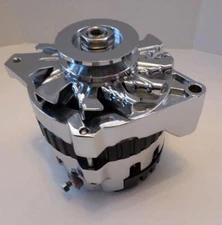 GM CHROME 160 AMP CS130 ALTERNATOR V-BELT with SIDE BATTERY POST 1 or OEM WIRE