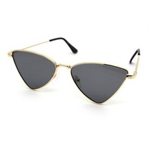 Womens Metal Rim Triangular Pimp Style Cat Eye Sunglasses