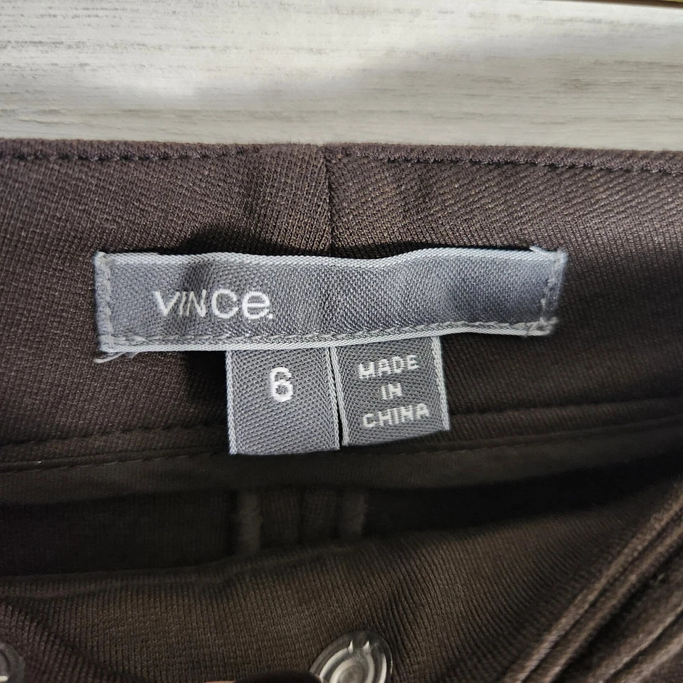 Vince size 6 dark chocolate brown ponte pants zip pockets slim - Image 4 of 4