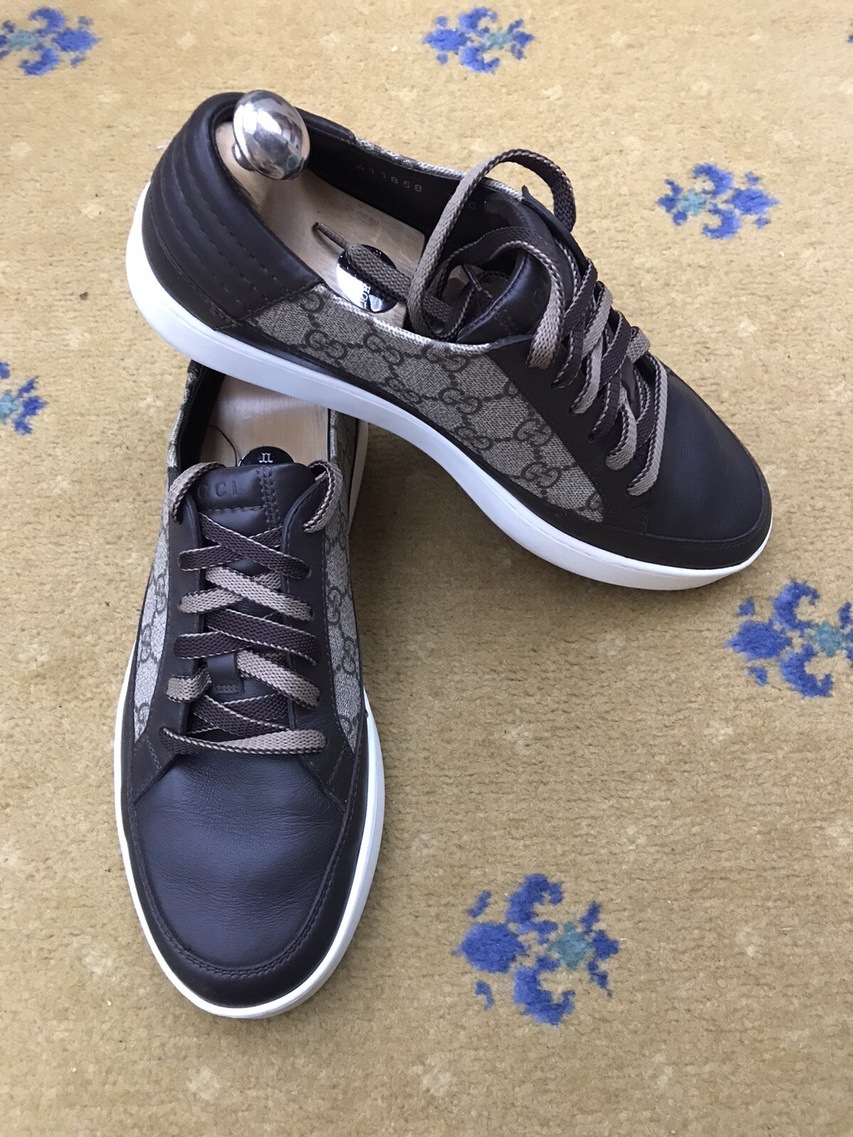 Gucci Trainers Sneaker Shoes Monogram Brown Low Top Canvas Mens UK 7 US 8 EU 41 thumbnail 4