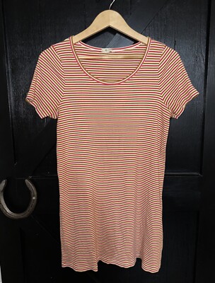 madewell ribbed swingy tee dress Madewell Swingy Tee Dress Size Medium Striped T-Shirt Ribbed Jersey Cotton