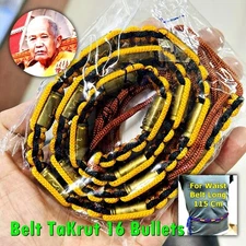 Girded Takrut 16Bullet Protection Safe Belt Lucky Litt Be2547 Thai Amulet #17649