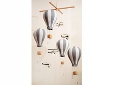 Hot Air Balloon and Plane Mobile, 4 Fabric Air Balloons, 4 Wooden Airplanes