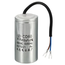 CD60 Run Capacitor 450uF 450VAC 2 Wires 5% Tolerance 50/60Hz Motor Starting
