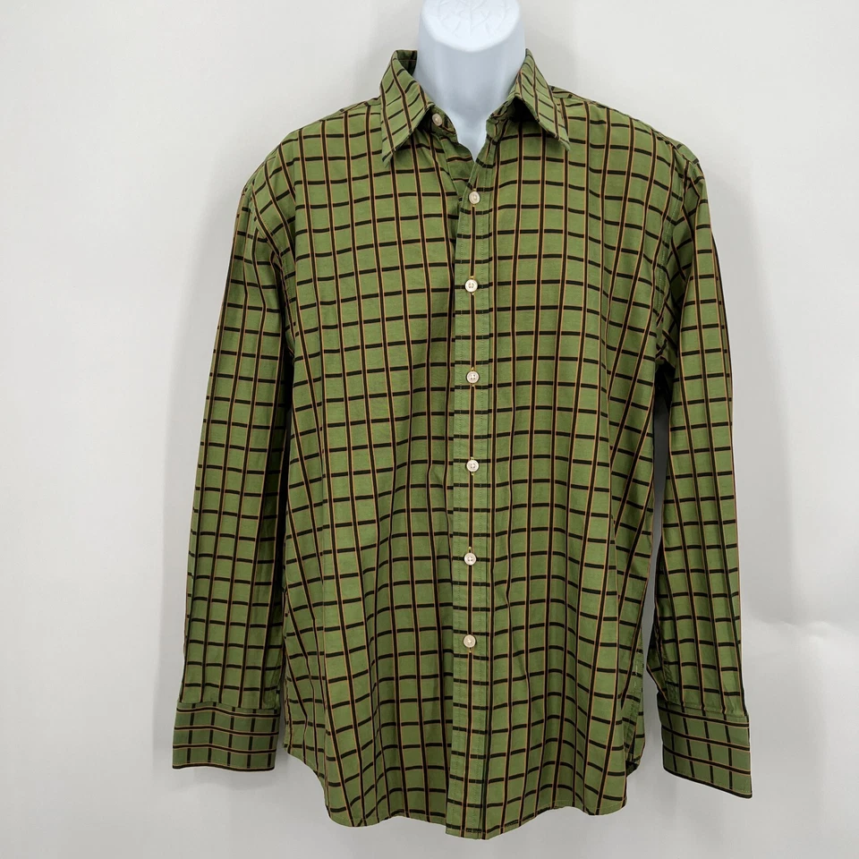 Camisa para hombre Robert Graham con botones XL verde ventana mangas largas Foto 4 de 4