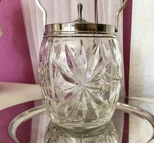 Antik Bonboniere Glasdose Keksdose Glas  Metallmontur Art D&eacute;co Konfektdose