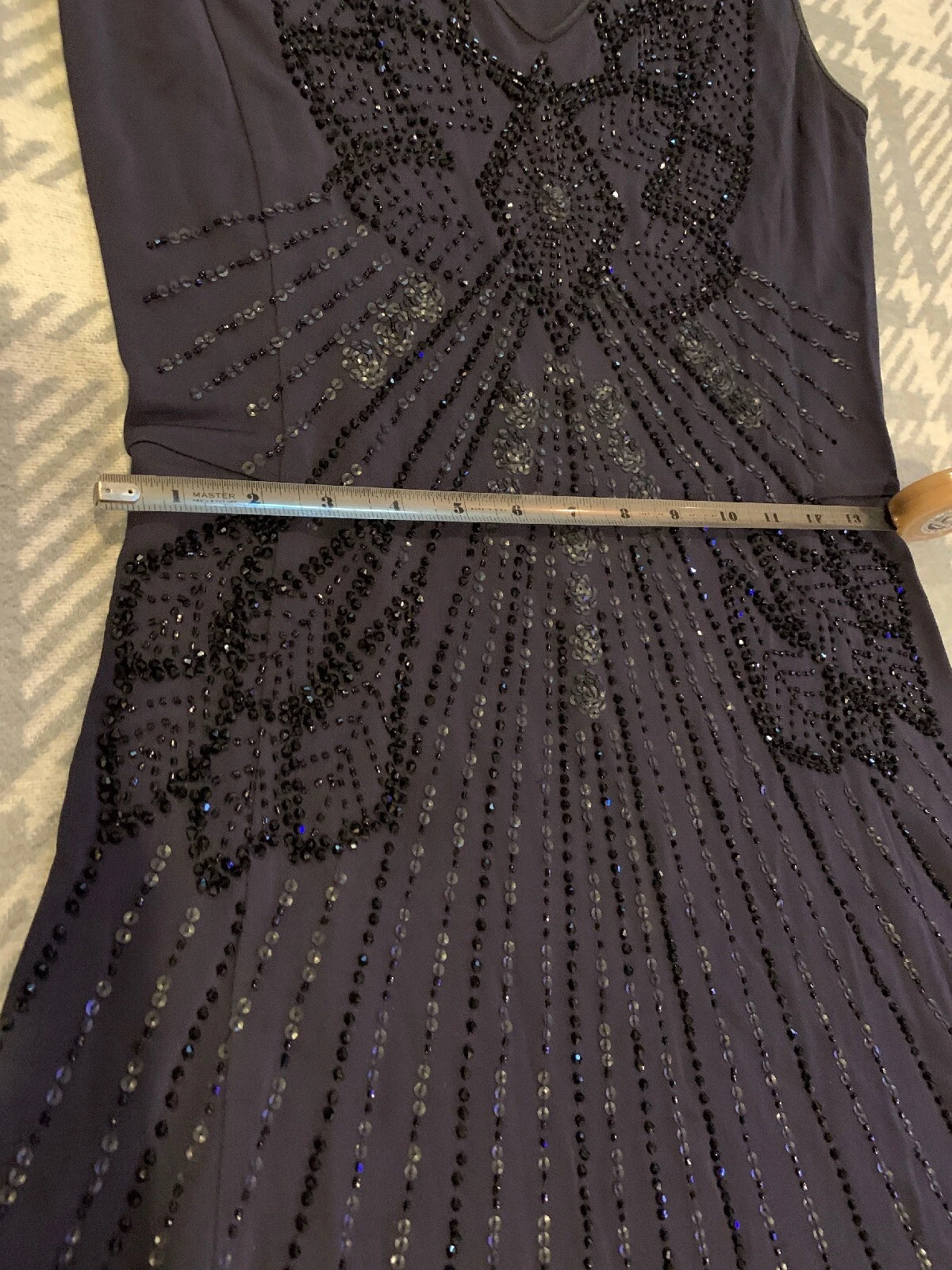 Abito TORY BURCH 'MERIS' SENZA MANICHE CON PERLINE blu navy TAGLIA S $995 splendido boho