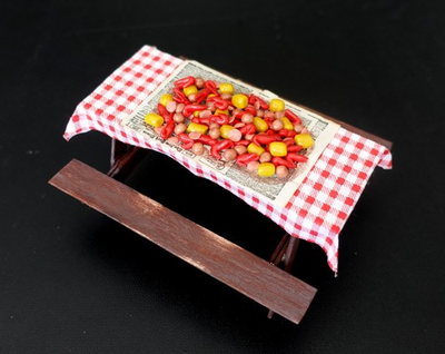 #ad #ad Dollhouse Miniature Crawfish Boil 1:12 Scale Artisan Ter Handmade Picnic Table $58.99