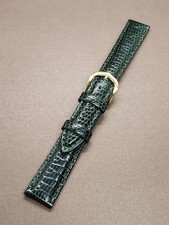 Vintage NOS 16mm Dark Green Padded  Stitched Genuine Lizard Watch Band