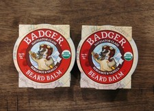 Lot of 2 BADGER Organic Beard Balm 2 Ounce Metal Tin - Bergamot  Vanilla