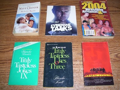 Misc Paper Back Books Lot 5,Armageddon,The Notebook,Truly Tasteless Jokes,Misc.