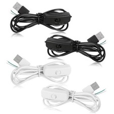4 Pcs USB Extension Cable with On/Off Switch 2 Pin Wire Connector Power Cord