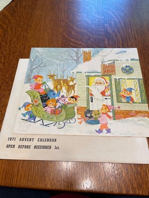 Vtg 1971 Holiday American Greetings Santa Toy Presents Christmas Advent Calendar