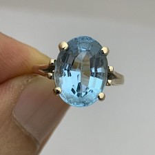 3Ct Oval Cut Lab-Created Blue Topaz Solitaire Wedding Ring 14K Yellow Gold Over
