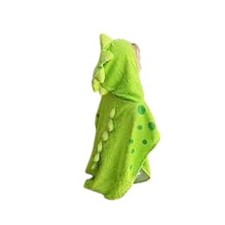 Green Dinosaur Hooded Poncho Towel Kids Pure Cotton Bath Beach Wrap 3D Spikes