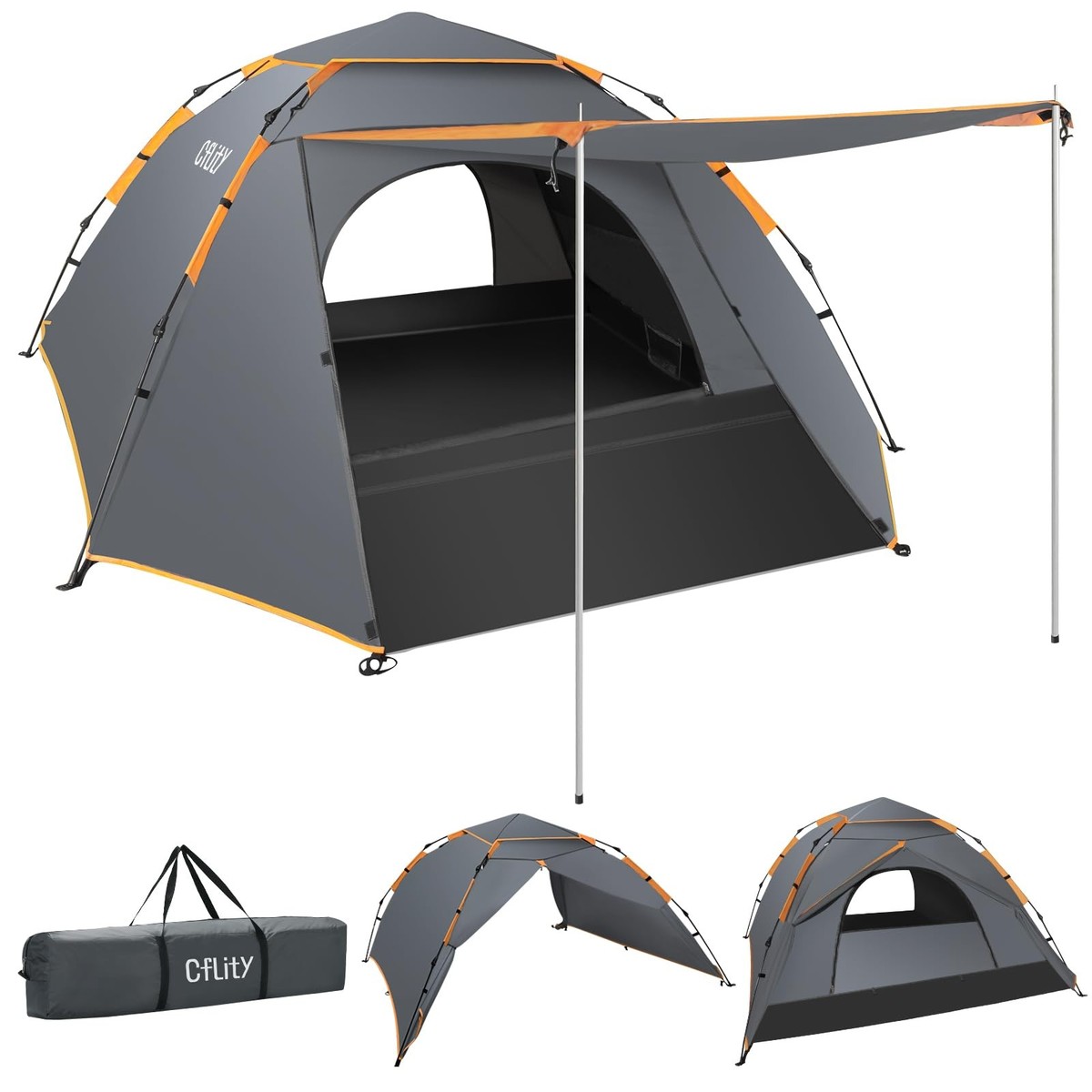 Cflity Camping Tent, Man Pop Up Tent Automatic Instant Three