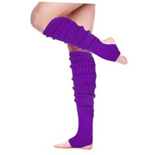 Long Leg Warmers for Women 24 Inch over The Knee Knit Ribbed One Size 1 Purple