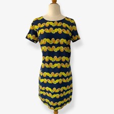 Banana Republic Shift Dress Womens 6 Navy Blue Citrus Lemon Lime Print