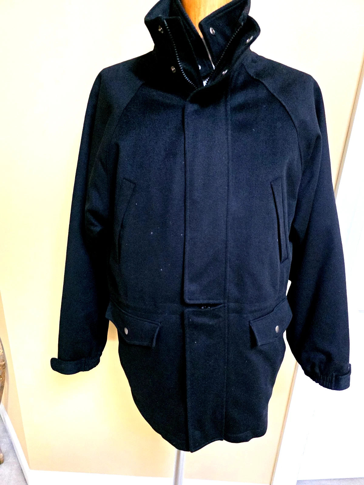 LORO PIANA FOR SAKS MEN'S STORM RAINSYSTEM BLACK JACKET 100% WOOL MADE IN ITALY