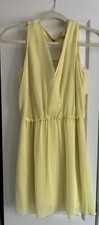 Zara Woman Yellow Chiffon Sleeveless Sundress XS Pleated V-Neck Party Dress