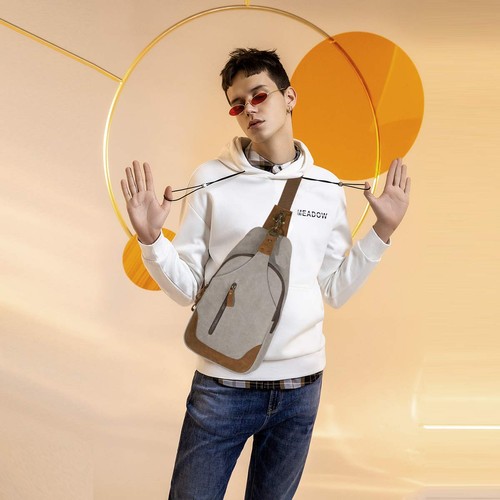 Canvas Sling Bag Crossbody Bags Casual Shoulder Daypack for Men Women - Picture 8 of 9
