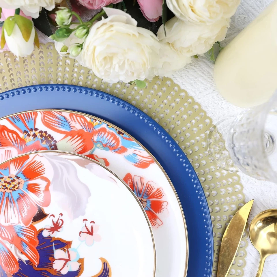 Set of 12 Plastic Blue Charger Plates, Elegant Chargers for Table Dinner Deco... - Image 4 of 4