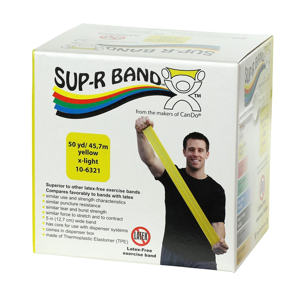 Banda de ejercicio sin látex 10-6321 Sup-R, rollo de 50 yardas, amarillo-X-light Foto 2 de 2