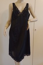 VINTAGE SOTTOVESTE NYLON NERO CON PIZZO ERRECI TAGLIA 6 LINGERIE LEGGI LE MISURE