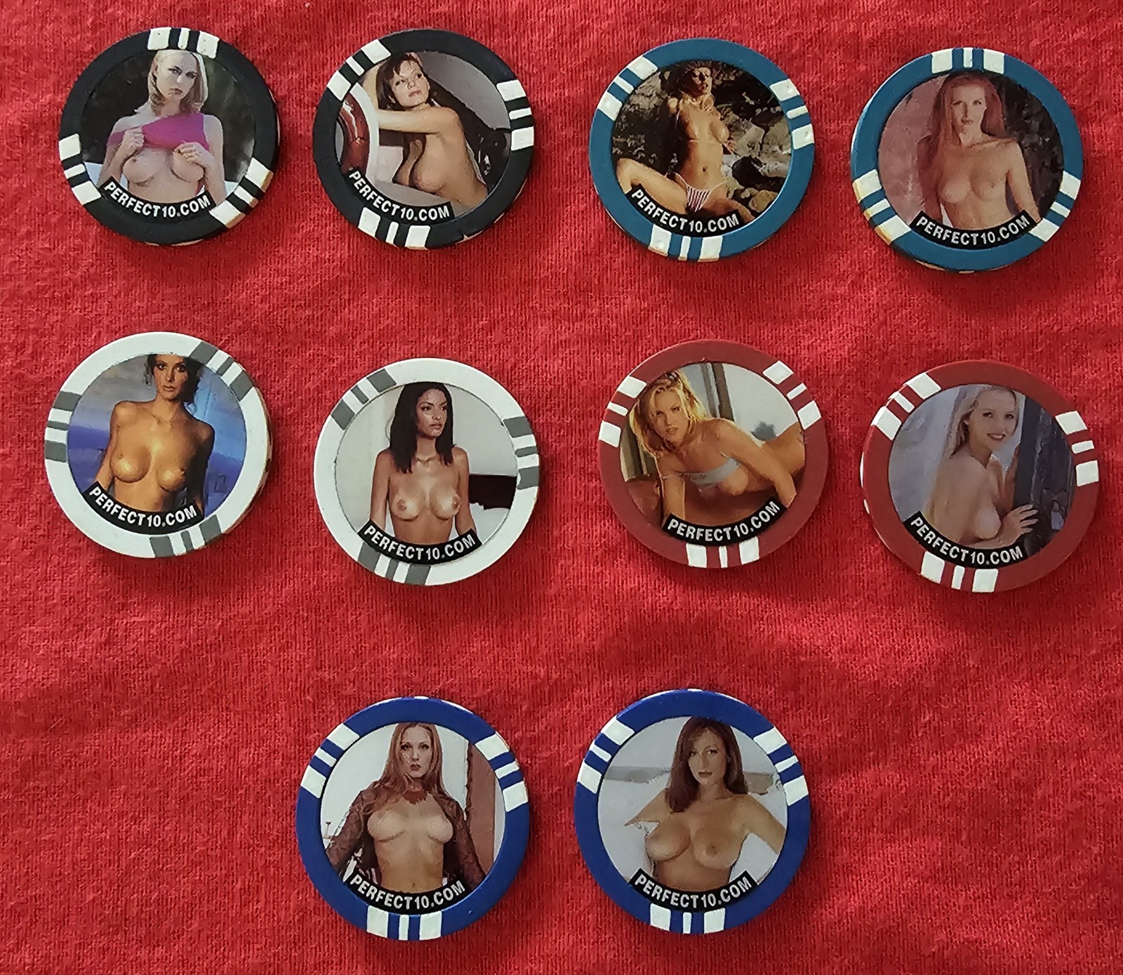 VTG Perfect 10 Magazine Poker Chips Adult Pinup Casino Gambling Topless Lot 10