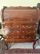 Antique Wooden Handcrafted Bureau Writing Desk with Drawer