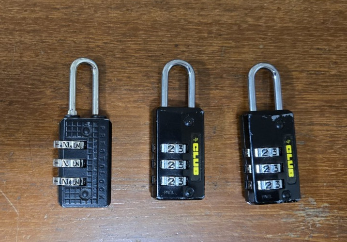 Lot of 3 -- Combination Travel Locks – 2 Club & Prestolock