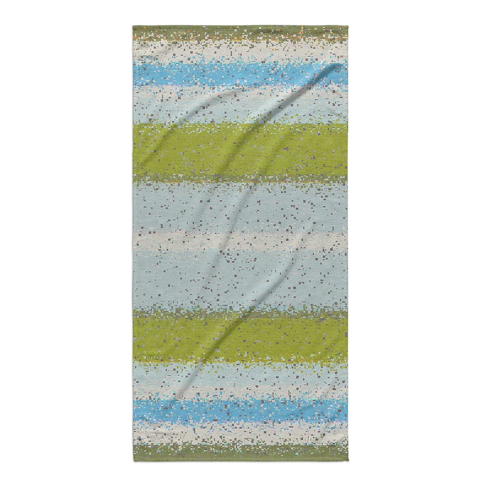 GLITCH CHARTREUSE Beach Towel by Kavka Designs - 36x72 Green Blue Ivory