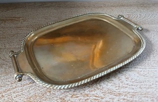 Vintage Mottahedeh Mid Century Brass Tray Hand Etched Signed Handmae In India