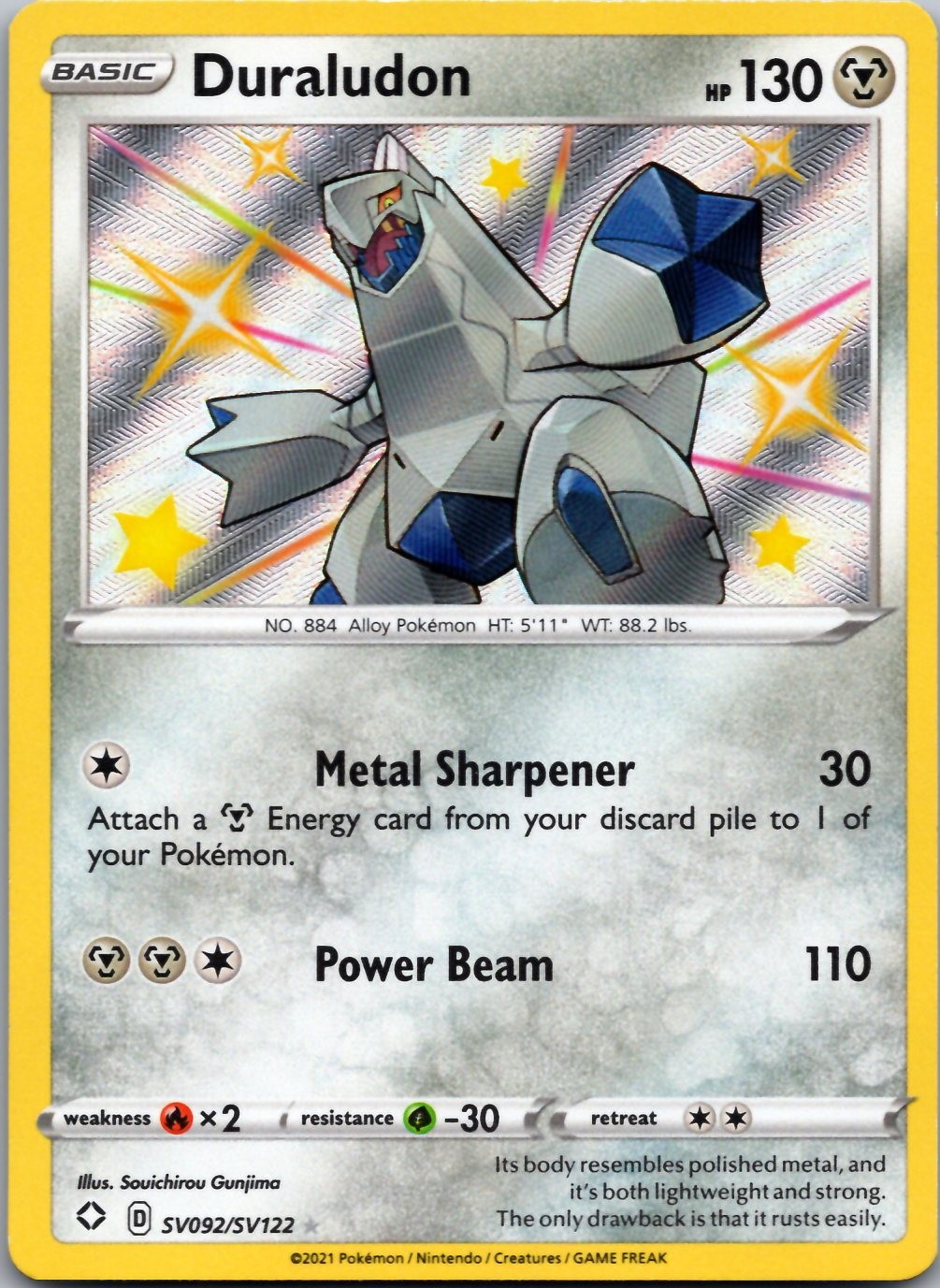 Duraludon SV092/SV122 Shiny Rare Shining Fates Shiny Vault Pokemon Holo NM