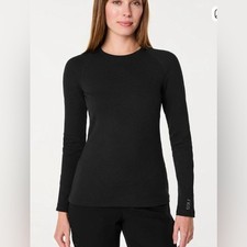 Figs Women's Waffle Longsleeve Underscrub Black Sz XL NEW