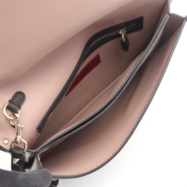 Valentino Garavani Rockstuds Leather Clutch Bag Black Women Used Authentic thumbnail 3