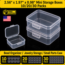 2.5"  1.9"  1.1" Clear Storage Box Jewelry Bead Organizer Case 10/20/30 PC