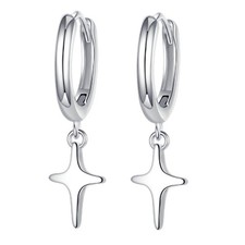 Star Earrings,Dainty Hoop Earrings,Silver Star Huggie Dangle for Women